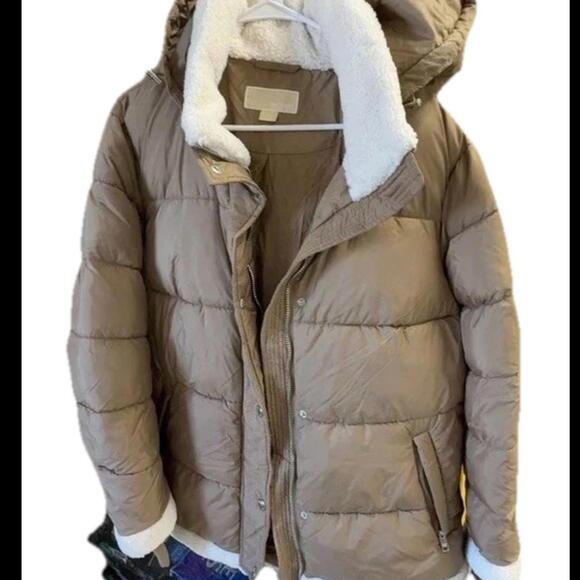 Michael Kors Brown Puffer Jacket with Shearling 2X - Picture 2 of 5